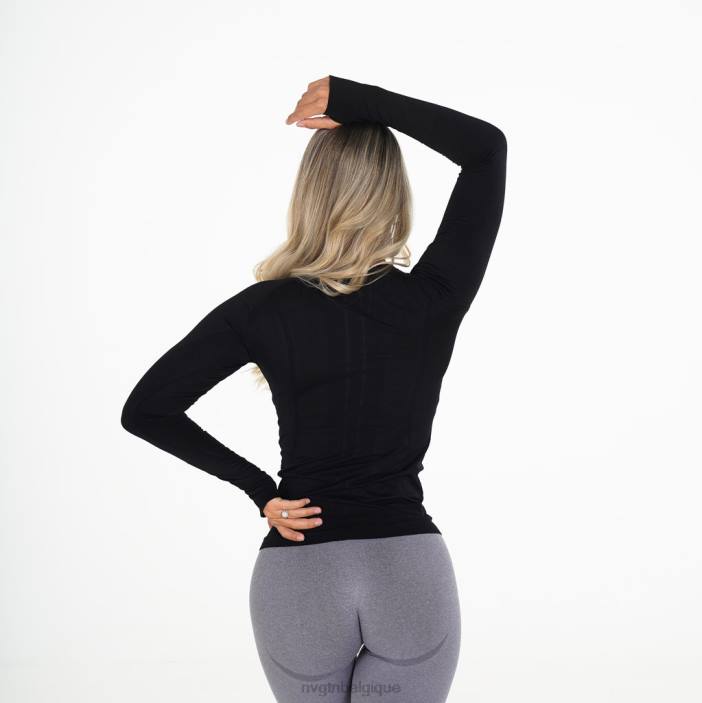 0LFV283 noir aptitude NVGTN femmes haut à manches longues sans couture