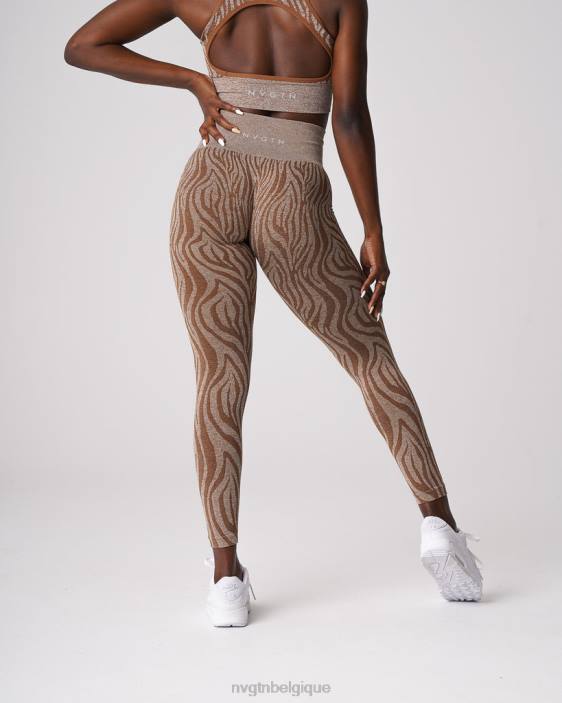 0LFV680 moka aptitude NVGTN femmes leggings sans couture zèbre