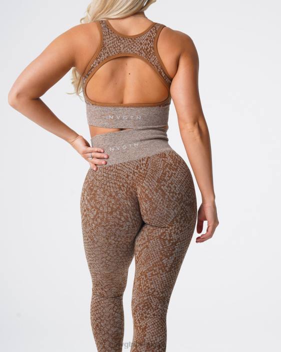 0LFV681 moka aptitude NVGTN femmes leggings sans couture en peau de serpent