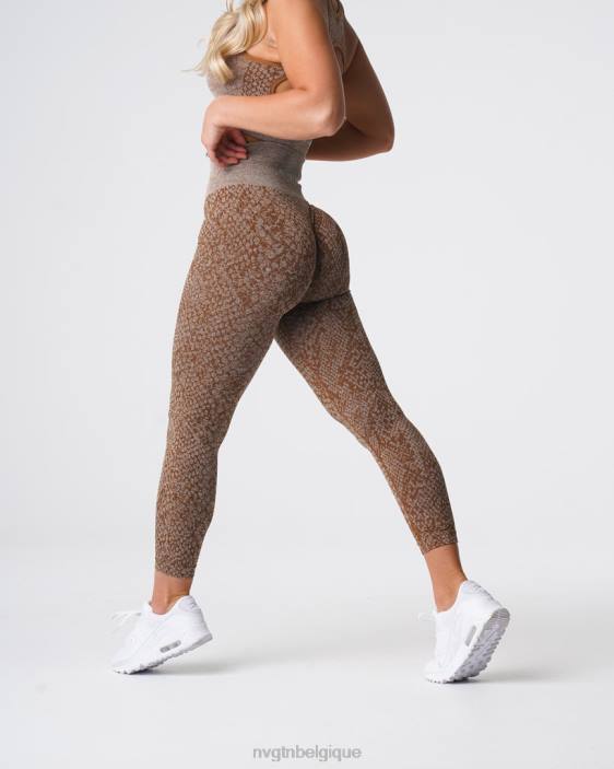 0LFV681 moka aptitude NVGTN femmes leggings sans couture en peau de serpent