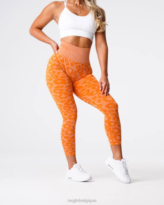 0LFV682 orange brûlée aptitude NVGTN femmes legging léopard sans couture