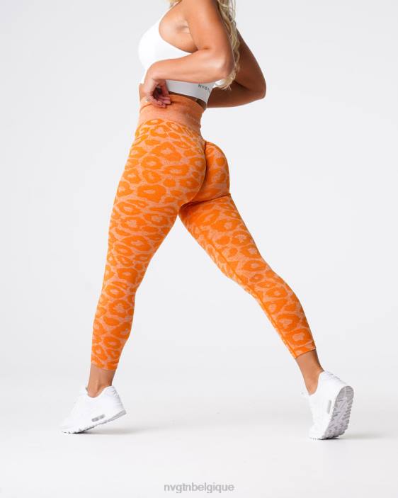 0LFV682 orange brûlée aptitude NVGTN femmes legging léopard sans couture
