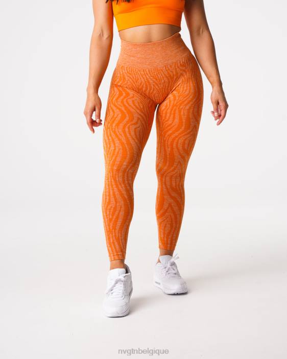 0LFV683 orange brûlée aptitude NVGTN femmes leggings sans couture zèbre