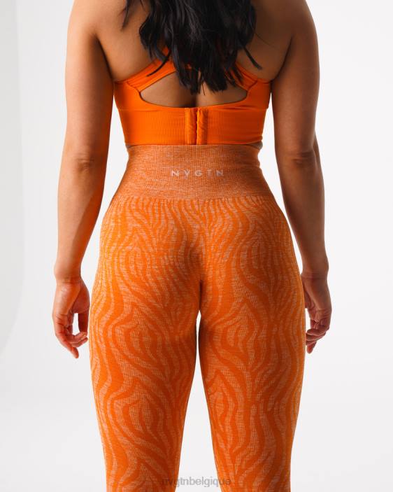 0LFV683 orange brûlée aptitude NVGTN femmes leggings sans couture zèbre