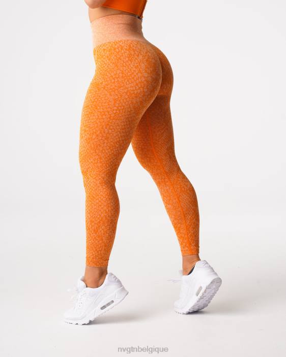 0LFV684 orange brûlée aptitude NVGTN femmes leggings sans couture en peau de serpent