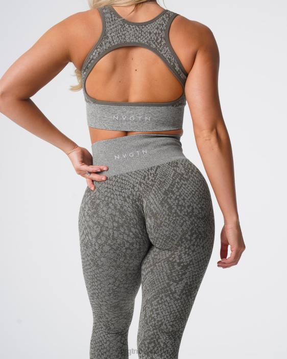 0LFV686 vert kaki aptitude NVGTN femmes leggings sans couture en peau de serpent