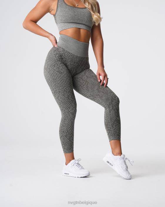 0LFV686 vert kaki aptitude NVGTN femmes leggings sans couture en peau de serpent
