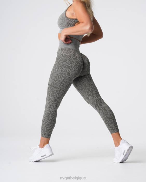 0LFV686 vert kaki aptitude NVGTN femmes leggings sans couture en peau de serpent