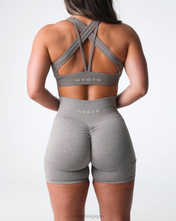 0LFV395 taupe aptitude NVGTN femmes short froissé sans coutures