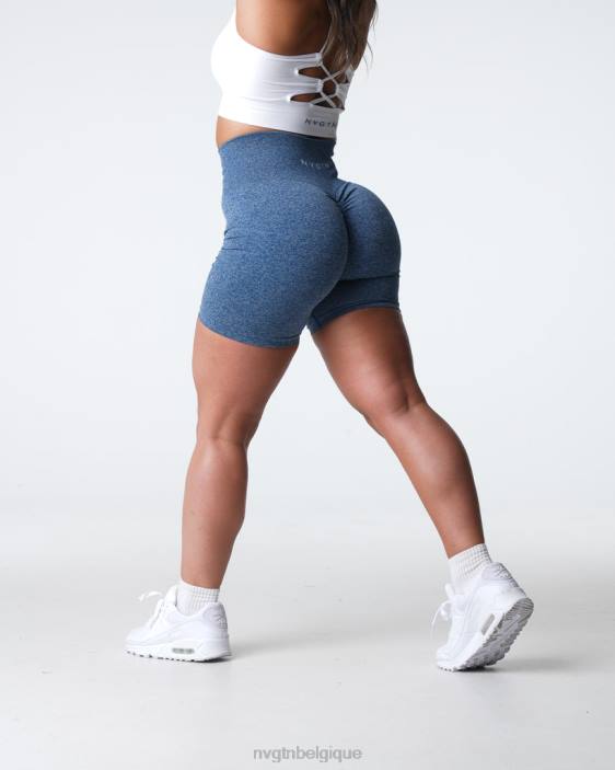 0LFV399 bleu ardoise aptitude NVGTN femmes short froissé sans coutures