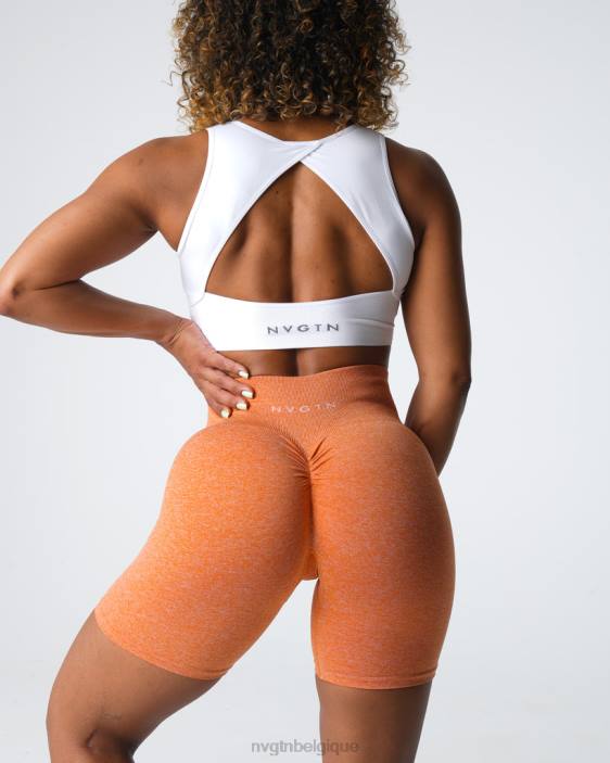 0LFV401 orange brûlée aptitude NVGTN femmes short froissé sans coutures