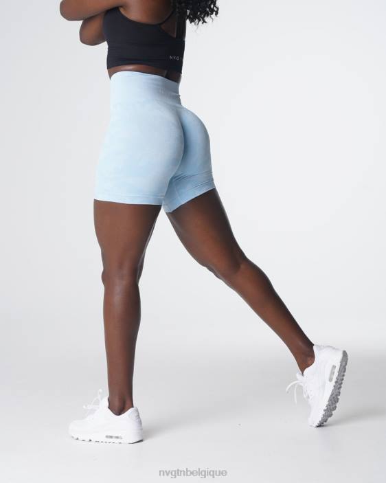 0LFV447 bleu glacé aptitude NVGTN femmes short camouflage sans coutures