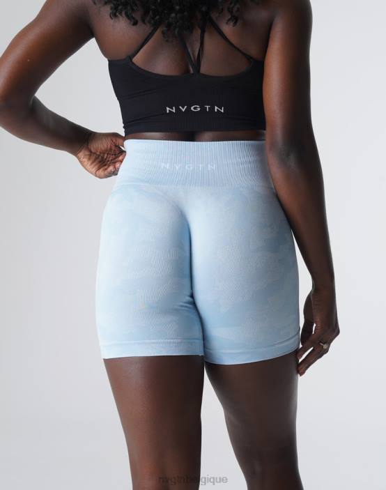 0LFV447 bleu glacé aptitude NVGTN femmes short camouflage sans coutures