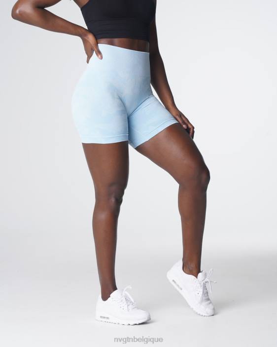 0LFV447 bleu glacé aptitude NVGTN femmes short camouflage sans coutures