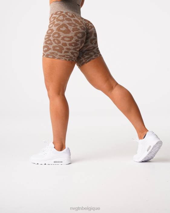 0LFV469 moka aptitude NVGTN femmes short léopard sans coutures
