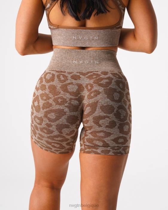 0LFV469 moka aptitude NVGTN femmes short léopard sans coutures