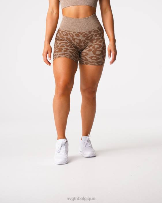 0LFV469 moka aptitude NVGTN femmes short léopard sans coutures