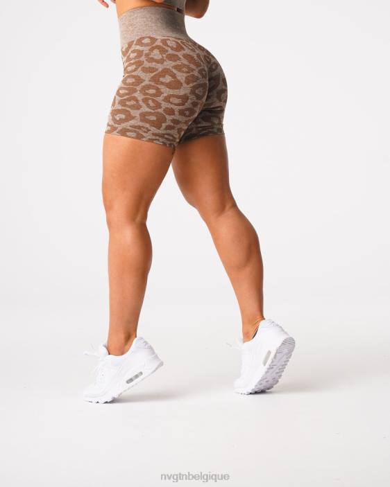 0LFV469 moka aptitude NVGTN femmes short léopard sans coutures