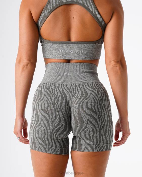 0LFV471 vert kaki aptitude NVGTN femmes short sans couture zébré