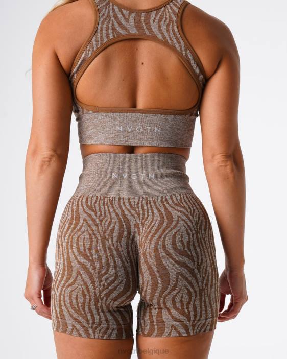 0LFV472 moka aptitude NVGTN femmes short sans couture zébré