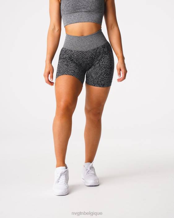 0LFV473 noir moucheté aptitude NVGTN femmes short sans coutures en peau de serpent