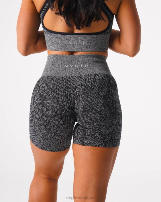 0LFV473 noir moucheté aptitude NVGTN femmes short sans coutures en peau de serpent