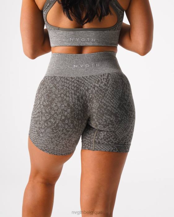 0LFV474 vert kaki aptitude NVGTN femmes short sans coutures en peau de serpent