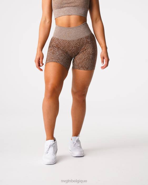 0LFV475 moka aptitude NVGTN femmes short sans coutures en peau de serpent
