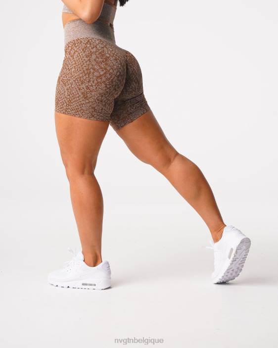 0LFV475 moka aptitude NVGTN femmes short sans coutures en peau de serpent