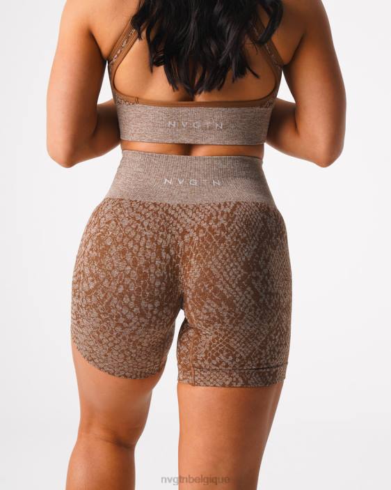 0LFV475 moka aptitude NVGTN femmes short sans coutures en peau de serpent