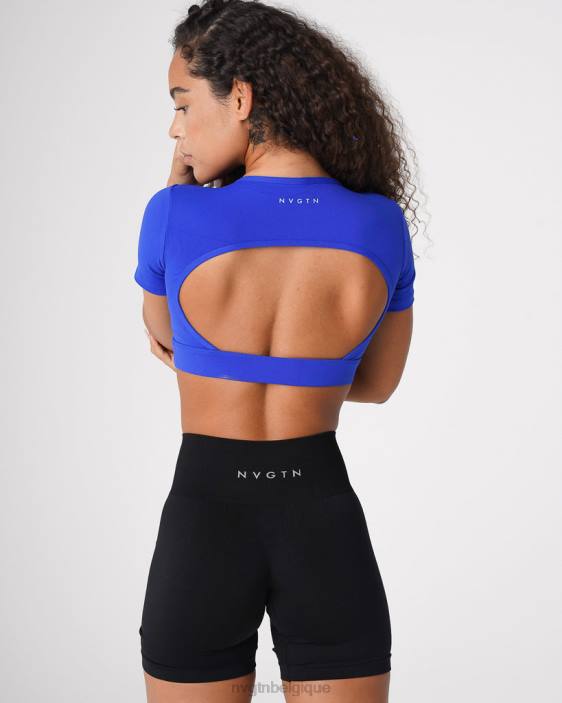 0LFV223 bleu saphir aptitude NVGTN femmes t-shirt dos ouvert
