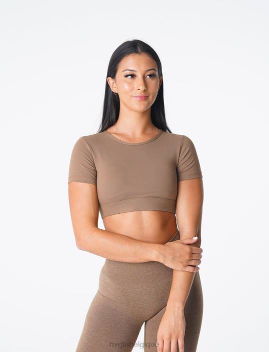 0LFV80 moka aptitude NVGTN femmes t-shirt dos ouvert