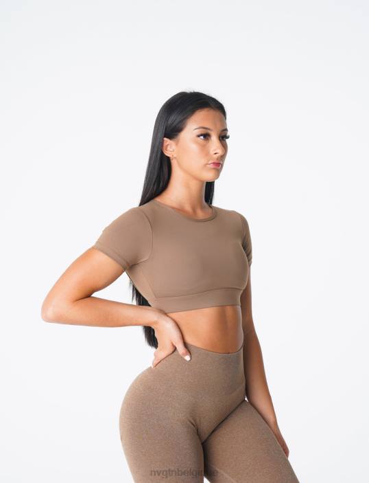 0LFV80 moka aptitude NVGTN femmes t-shirt dos ouvert