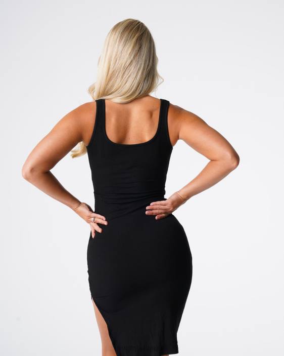 0LFV716 noir mode de vie NVGTN femmes robe midi découpée Golden Vibes