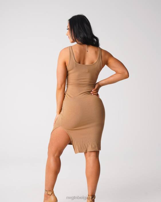 0LFV717 moka mode de vie NVGTN femmes robe midi découpée Golden Vibes