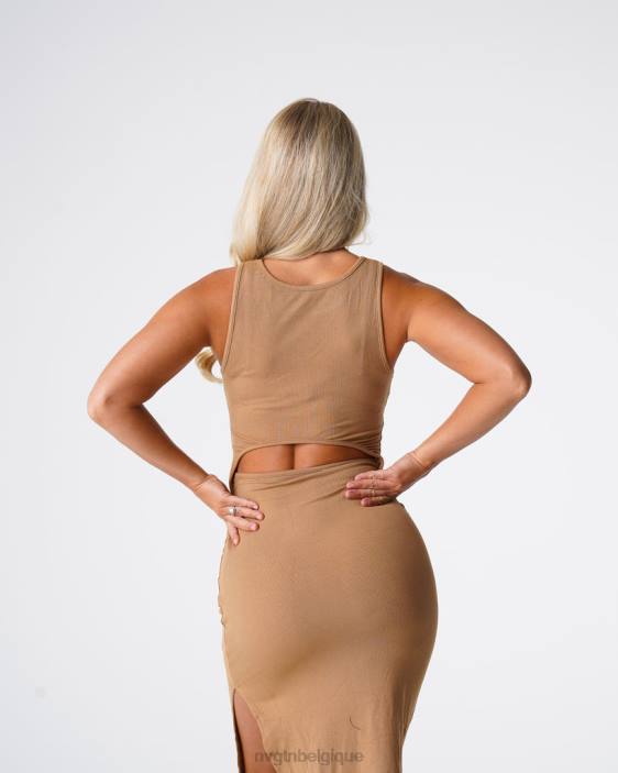 0LFV719 moka mode de vie NVGTN femmes robe longue perdue au paradis