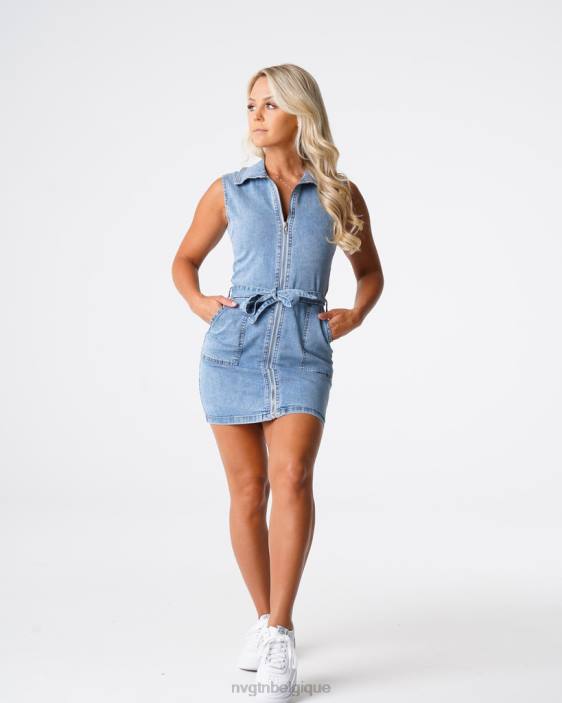 0LFV720 lavage léger mode de vie NVGTN femmes robe courte en jean surprise douce