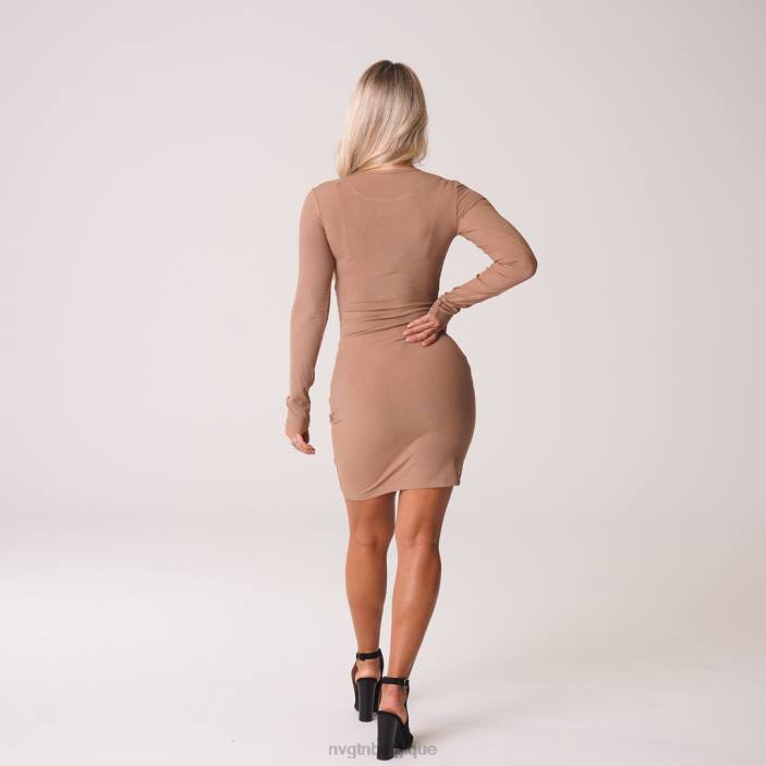 0LFV723 moka mode de vie NVGTN femmes robe mi-longue côtelée easy daze