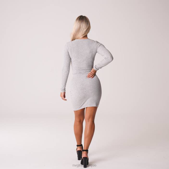 0LFV724 gris mode de vie NVGTN femmes robe mi-longue côtelée easy daze